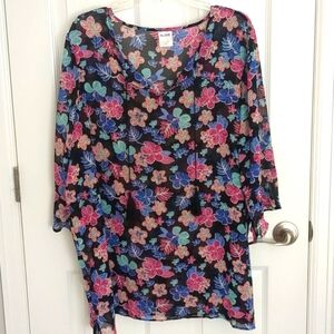 Blair Semi Sheer Floral Blouse - 2X